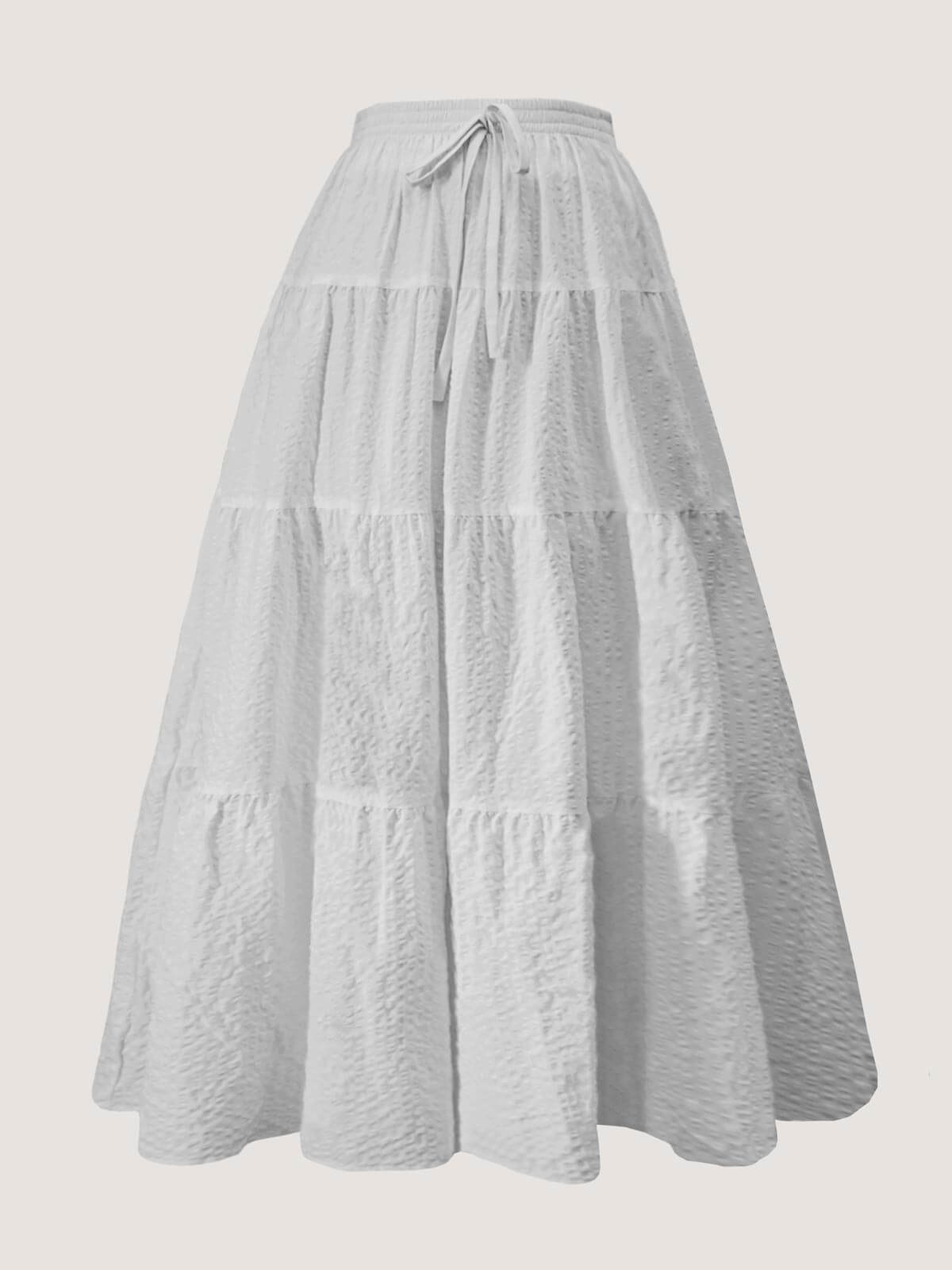 SWEETERA TIE WAIST TIER WHITE TEXTURED COTTON SKIRT – ROBES