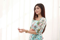 FLORENCE - PASTEL BLUE FLORAL LONG DRESS