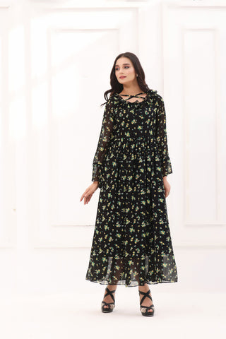 DARK DAISY - FLORAL LONG DRESS