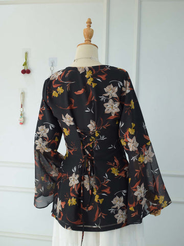 VAELORA - BLACK FLORAL FAIRY KURTI