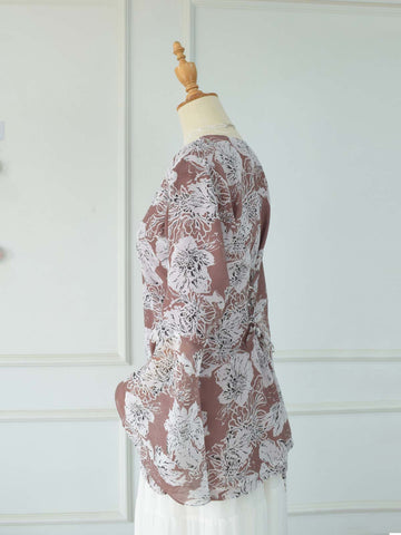 BRUNELIA - PINKISH BROWN FLORAL FAIRY KURTI
