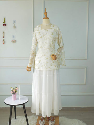 SOLENNE - PASTEL OLIVE FLORAL FAIRY KURTI
