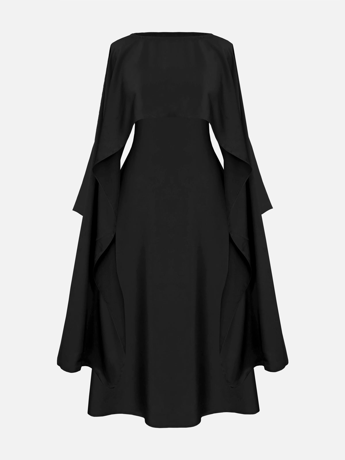 VALENCIA - BLACK SILK CAPE DRESS