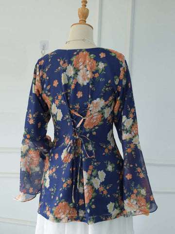 ISMARA - DARK BLUE FLORAL FAIRY KURTI