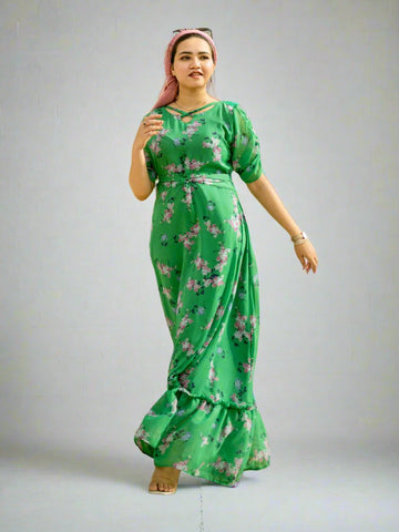 GREEN MERRY LONG DRESS