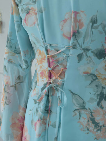 ALARA - AQUA BLUE FLORAL FAIRY KURTI