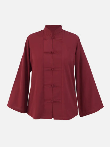 MEILIN - MAROON MANDARIN TOP