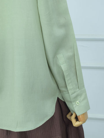 SAGE DEW - SAGE GREEN OVERSIZED BUTTON-DOWN SHIRT