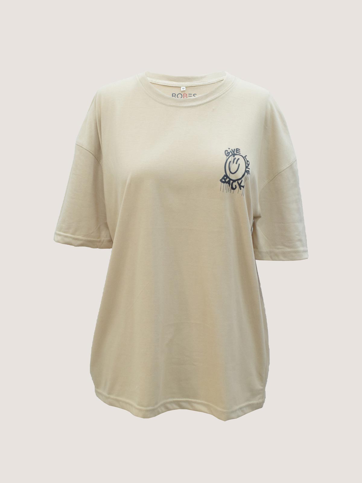 GIVE LOVE BACK - BEIGE OVERSIZED T-SHIRT