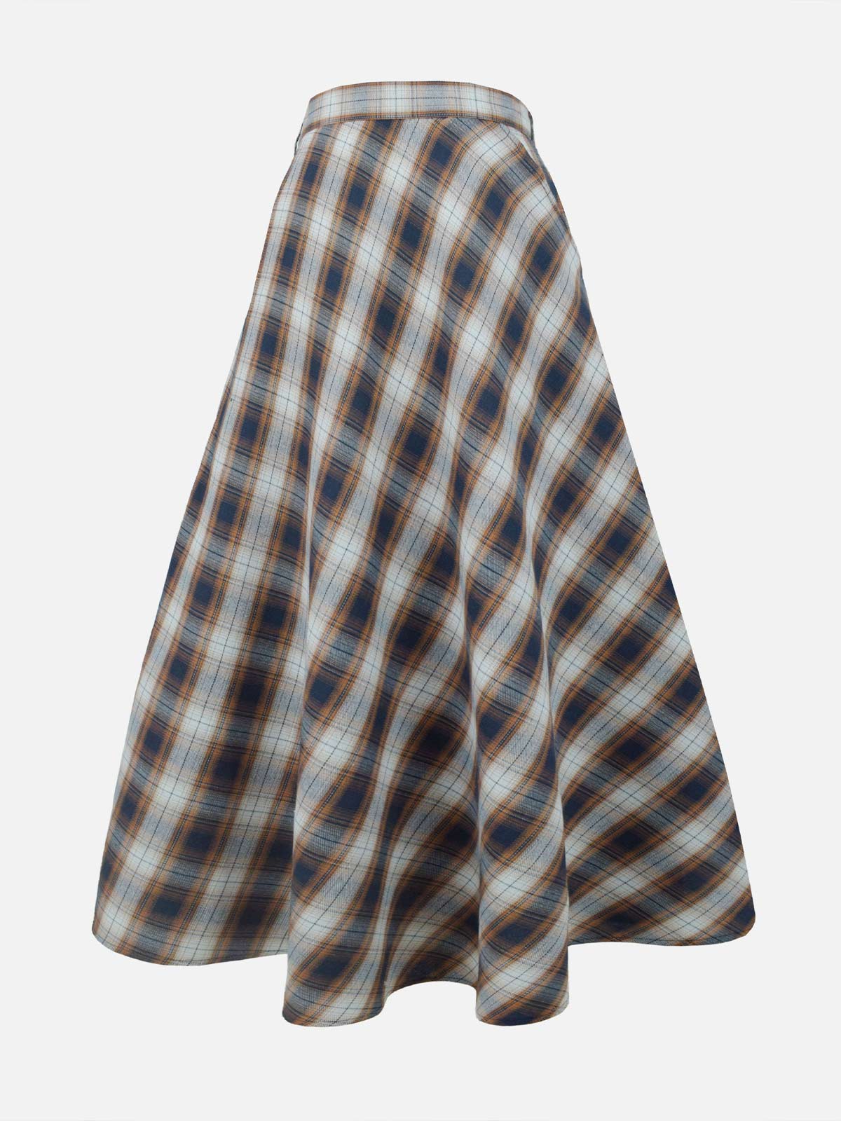RUSTY BLUE - BROWN & BLUE CHECKERED SKIRT