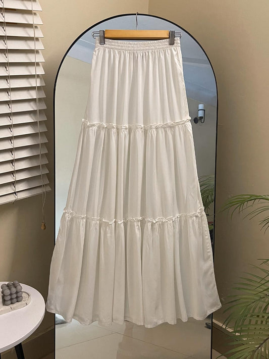 ERIN - WHITE 3 TIERED SKIRT