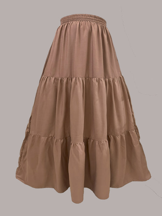 WARM TOFFEE - CAMEL BROWN 3 TIERED SKIRT