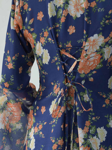 ISMARA - DARK BLUE FLORAL FAIRY KURTI