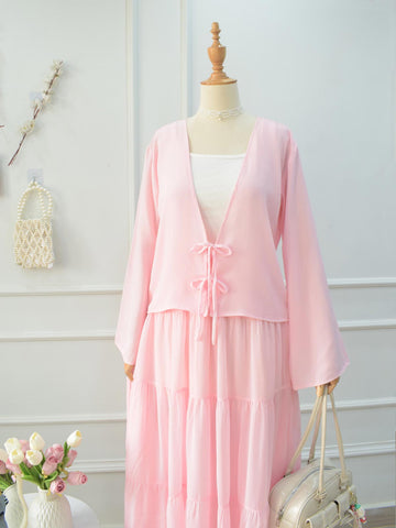 LYVIA - PASTEL PINK FRONT TIE COVERUP TOP
