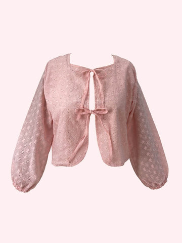 JULIE - PINK TIE FRONT CUTWORK COVERUP