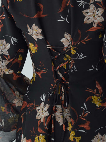 VAELORA - BLACK FLORAL FAIRY KURTI