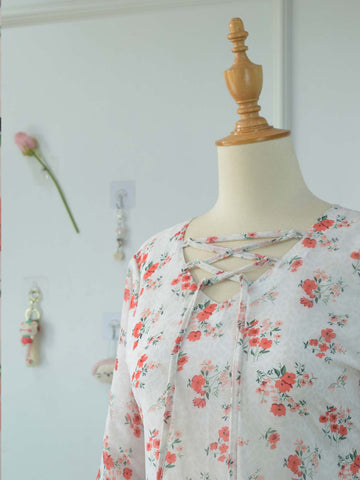 LIYANA - WHITE FLORAL FAIRY KURTI