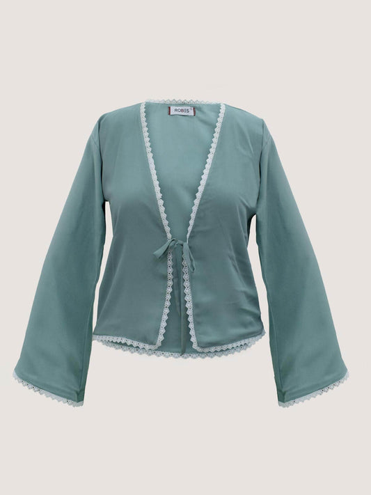 SEANOVA - BLUE TURQUOISE FRONT TIE LACED TOP