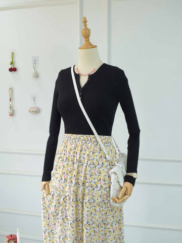 ELARIA - YELLOW FLORAL 3 TIERED SKIRT