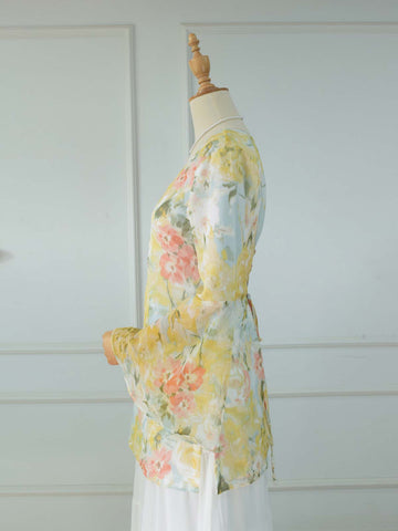 KIARA - PASTEL YELLOW FLORAL FAIRY KURTI