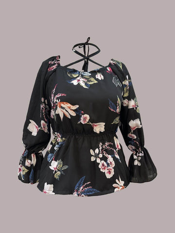 MIDNIGHT BLOOM - BlACK FLORAL BLOUSE