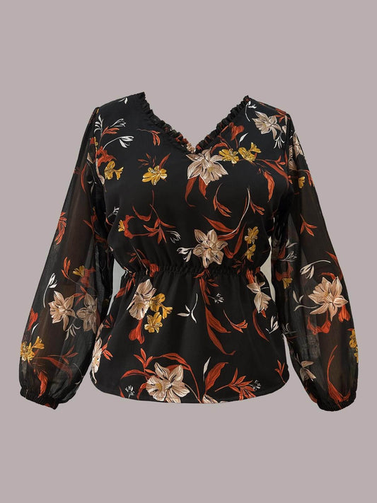 AUTUMN WHISPER - BLACK FLORAL BLOUSE