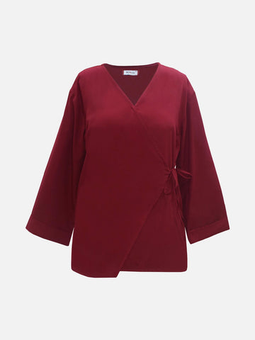 ROSEL - MAROON WRAP STYLE TOP