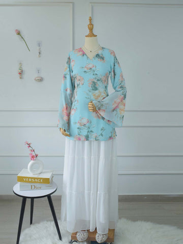 ALARA - AQUA BLUE FLORAL FAIRY KURTI