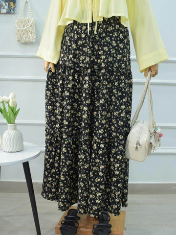 NIGHT BLOOM - 3 TIERED FLORAL SKIRT