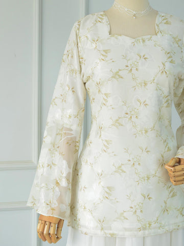 SOLENNE - PASTEL OLIVE FLORAL FAIRY KURTI