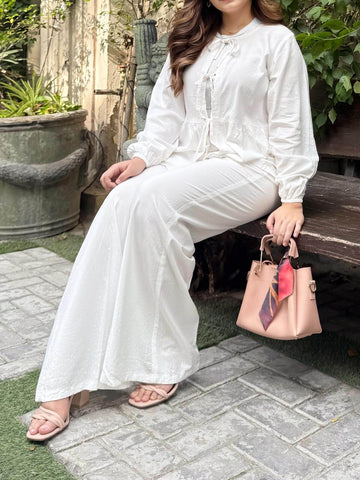 VANILLA - WHITE FRONT TIE CO-ORD SET