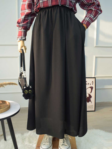NYRA - BLACK MODEST A-LINE FLOWY SKIRT