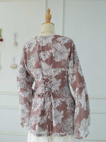 BRUNELIA - PINKISH BROWN FLORAL FAIRY KURTI