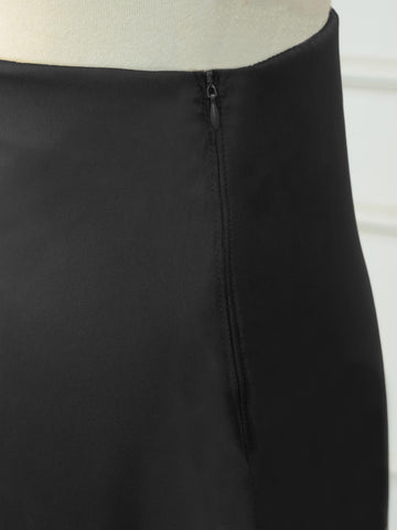 LUNE - BLACK A-LINE SILK SKIRT