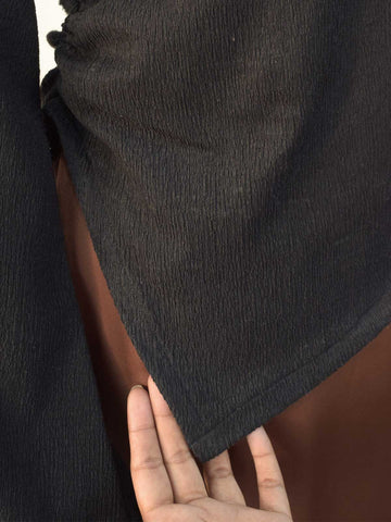 VESPER - BLACK TEXTURED ASYMMETRICAL TOP