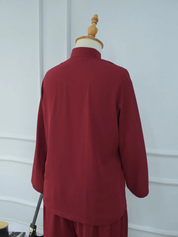 MEILIN - MAROON MANDARIN TOP