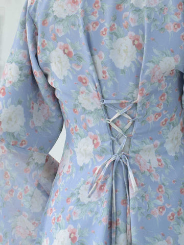 NERINA - PASTEL BLUE FLORAL FAIRY KURTI