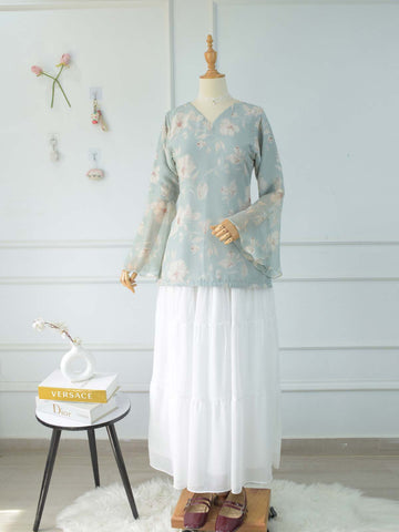 ALTHEA - LIGHT SEA GREEN FLORAL FAIRY KURTI