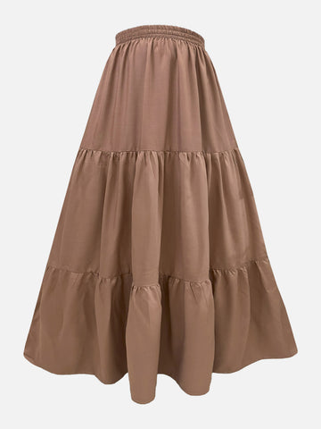 WARM TOFFEE - CAMEL BROWN 3 TIERED SKIRT