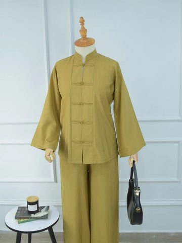 LIYANG - OLIVE MUSTARD MANDARIN CO-ORD