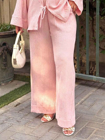 SOFT BLUSH - PASTEL PINK WIDE LEG PANTS