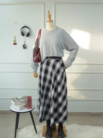 ASHEN WHITE - BLACK & WHITE CHECKERED SKIRT