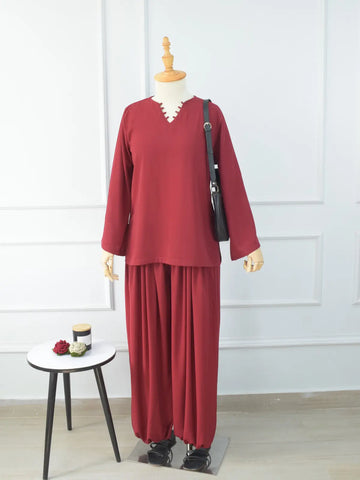 RAVELLE - MAROON BALLOON PANTS
