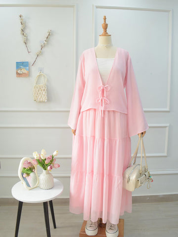 LYVIA - PASTEL PINK 4 TIERED CHIFFON SKIRT