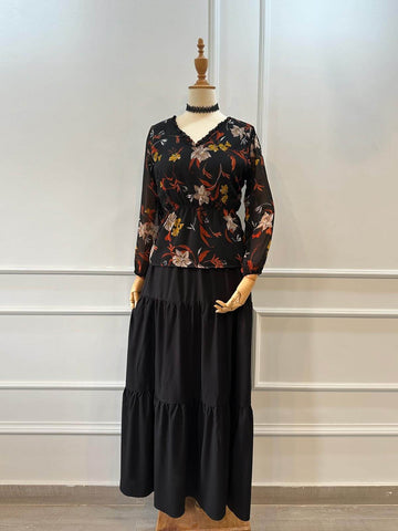 AUTUMN WHISPER - BLACK FLORAL BLOUSE