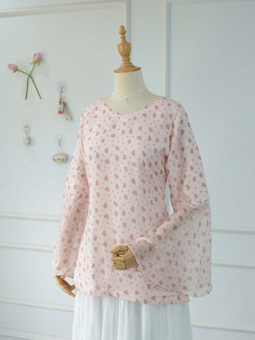 CALISTA - PEACHY PINK HEART PRINTED FAIRY KURTI