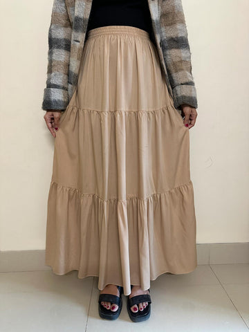 HAZELNUT - BEIGE 3 TIERED SKIRT