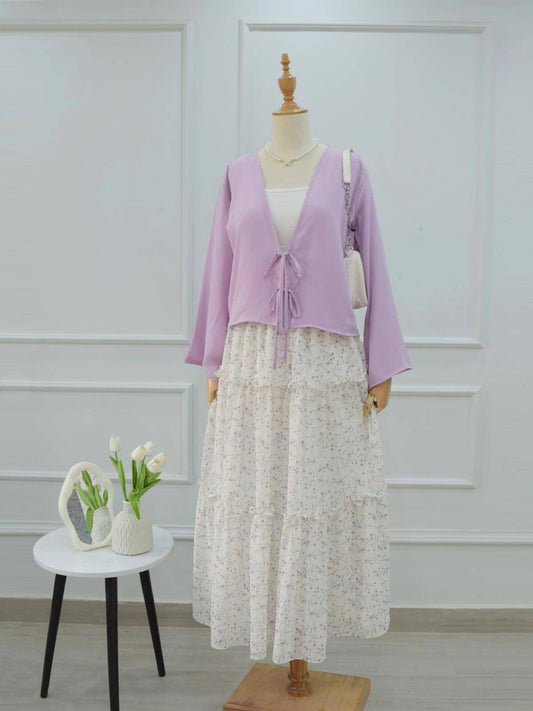 LAVENDER LOVE - FLORAL 3 TIERED CHIFFON SKIRT
