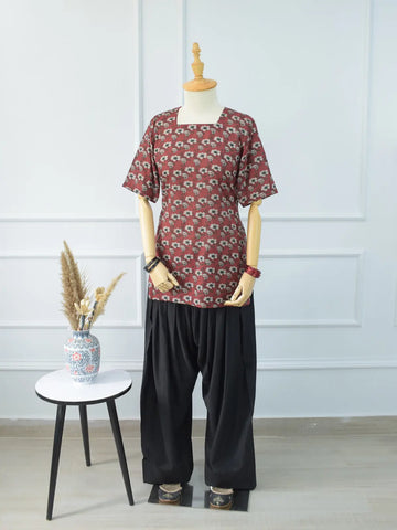 ROSE BLOOM - MAROON FLORAL CORSET KURTI