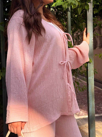 SOFT BLUSH - PASTEL PINK FRONT TIE TOP